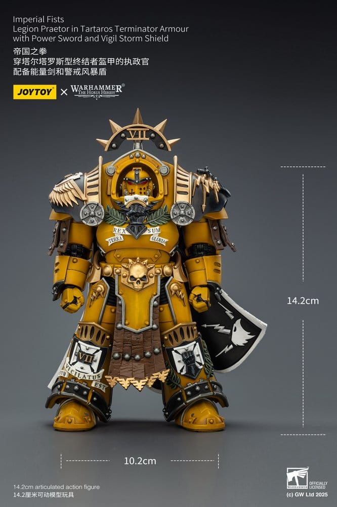 Warhammer Imperial Fists Actionfigur Legion Praetor in Tartaros Terminator Armourwith Power Sword and Vigil Storm Shield 14 cm - Preorder - ETA: 16.07.2026