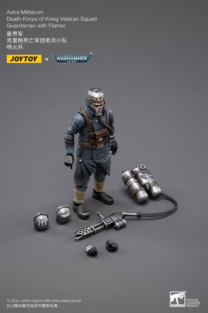 Warhammer 40k Actionfigur 1/18 Death Korps of Krieg Veteran Squad Guardsman with Flamer 10 cm - Preorder - ETA: 25.09.2026