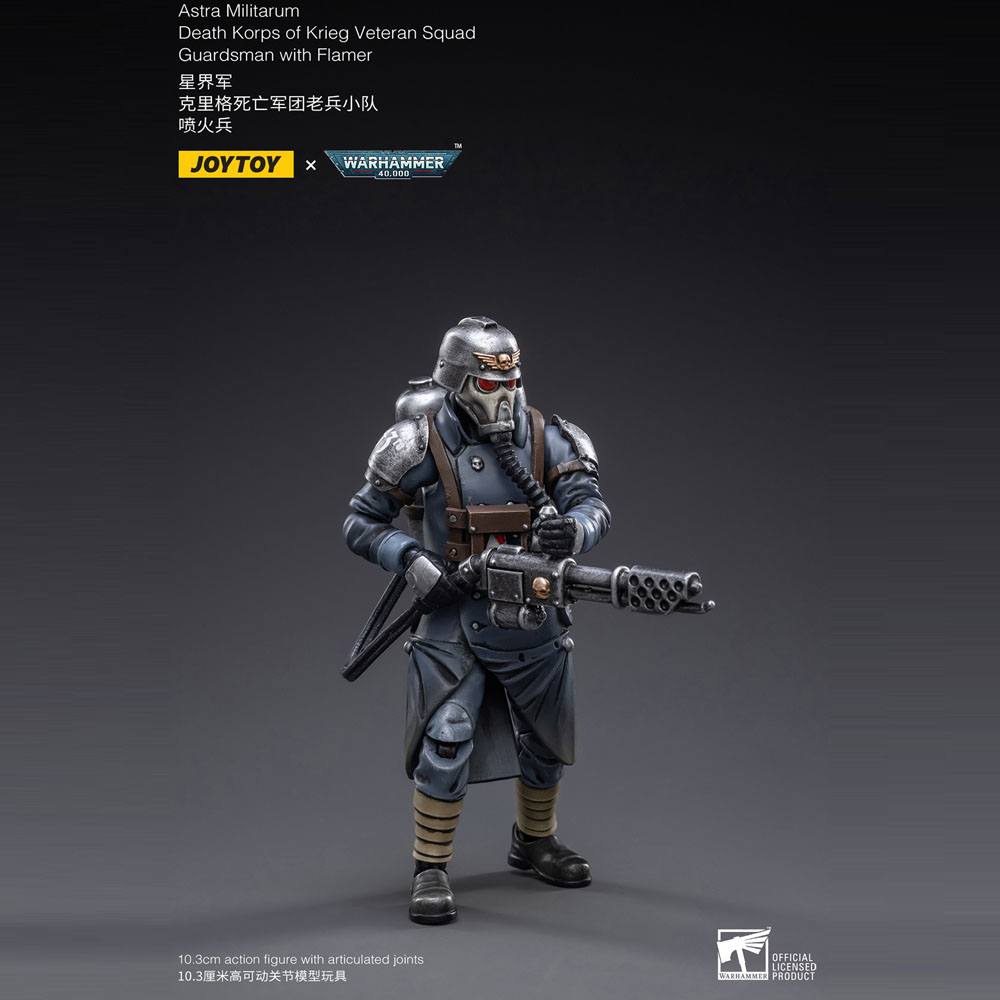 Warhammer 40k Actionfigur 1/18 Death Korps of Krieg Veteran Squad Guardsman with Flamer 10 cm - Preorder - ETA: 25.09.2026