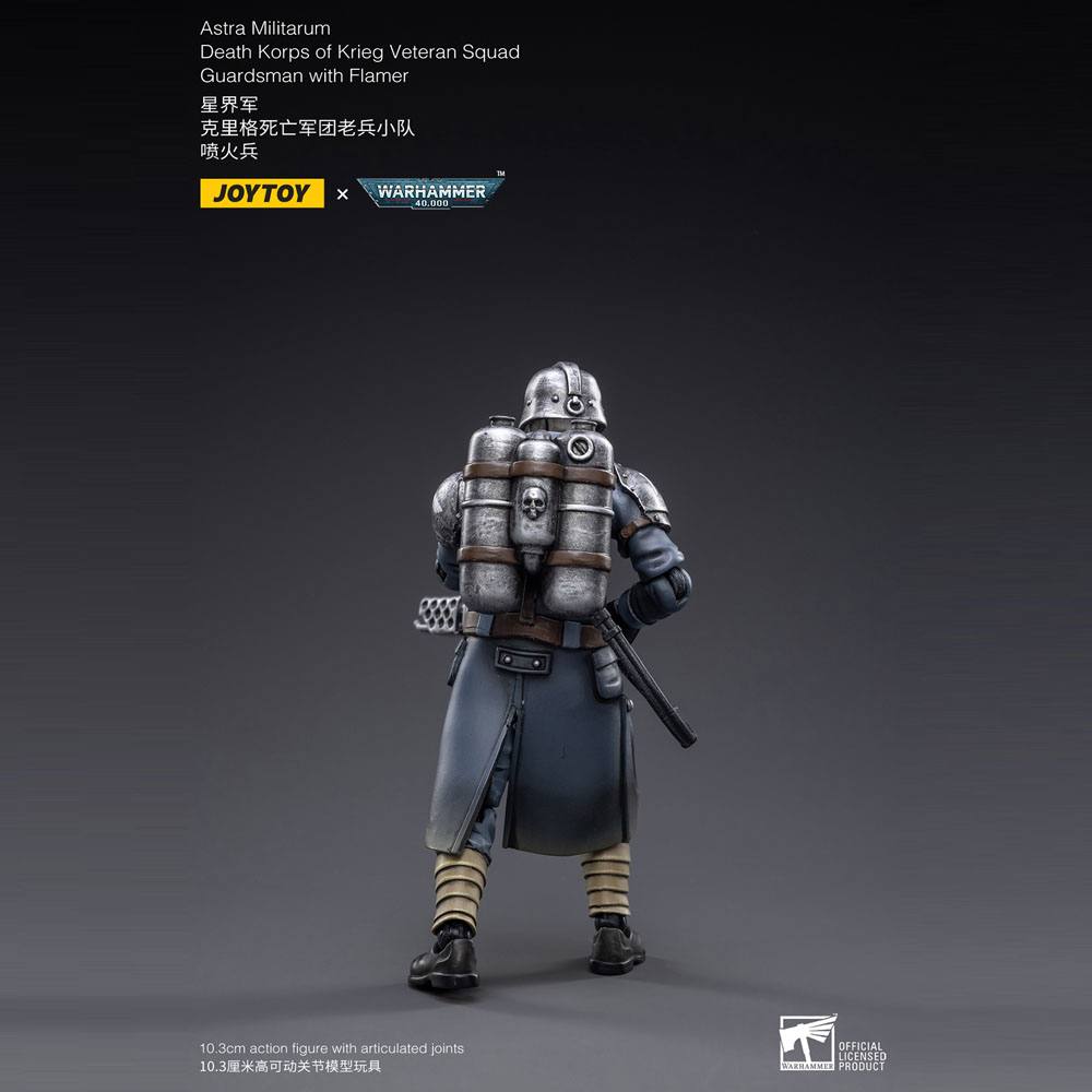 Warhammer 40k Actionfigur 1/18 Death Korps of Krieg Veteran Squad Guardsman with Flamer 10 cm - Preorder - ETA: 25.09.2026