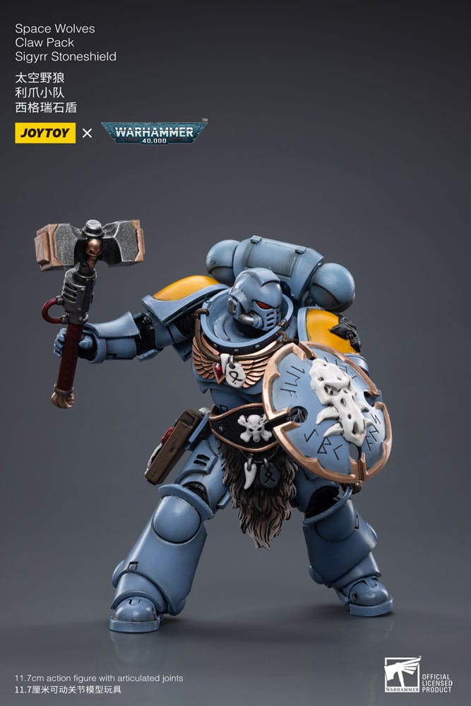 Warhammer 40k Actionfigur 1/18 Space Wolves Claw Pack Sigyrr Stoneshield 12 cm   - Versand: 5-7 Tage nach Bestellung