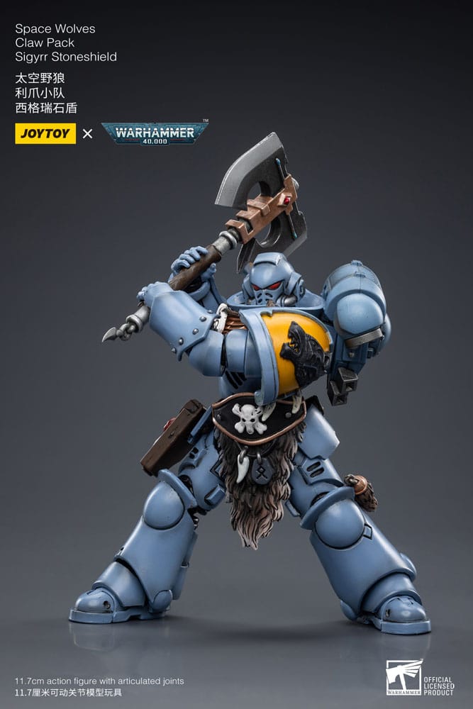 Warhammer 40k Actionfigur 1/18 Space Wolves Claw Pack Sigyrr Stoneshield 12 cm   - Versand: 5-7 Tage nach Bestellung