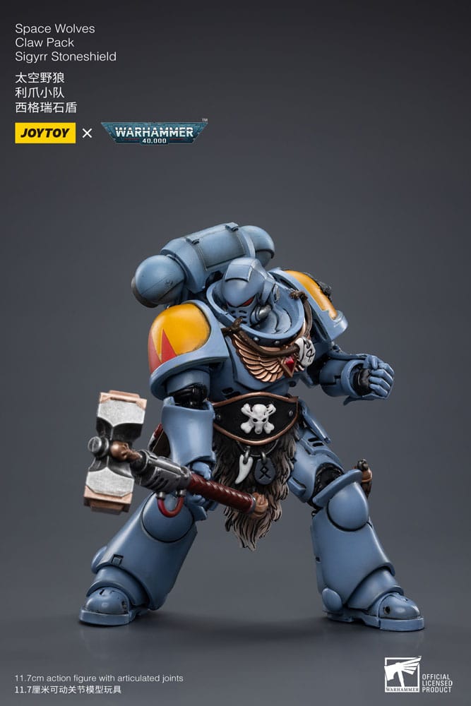 Warhammer 40k Actionfigur 1/18 Space Wolves Claw Pack Sigyrr Stoneshield 12 cm   - Versand: 5-7 Tage nach Bestellung