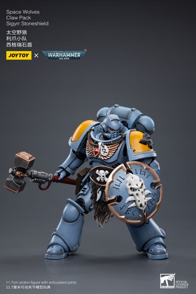 Warhammer 40k Actionfigur 1/18 Space Wolves Claw Pack Sigyrr Stoneshield 12 cm   - Versand: 5-7 Tage nach Bestellung