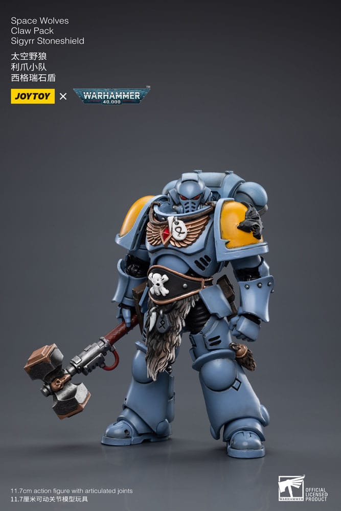 Warhammer 40k Actionfigur 1/18 Space Wolves Claw Pack Sigyrr Stoneshield 12 cm   - Versand: 5-7 Tage nach Bestellung