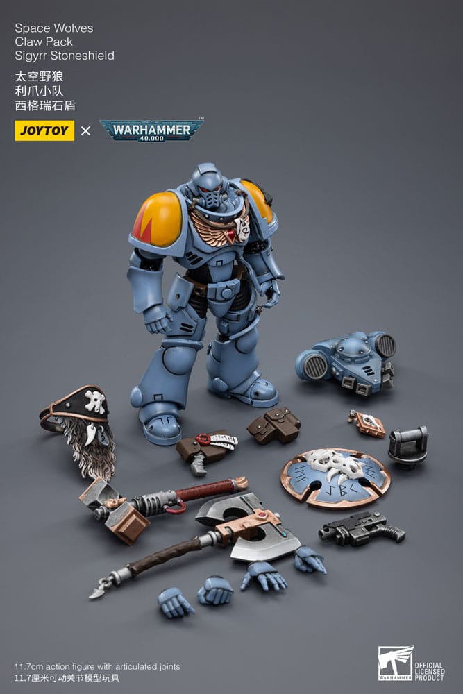 Warhammer 40k Actionfigur 1/18 Space Wolves Claw Pack Sigyrr Stoneshield 12 cm   - Versand: 5-7 Tage nach Bestellung