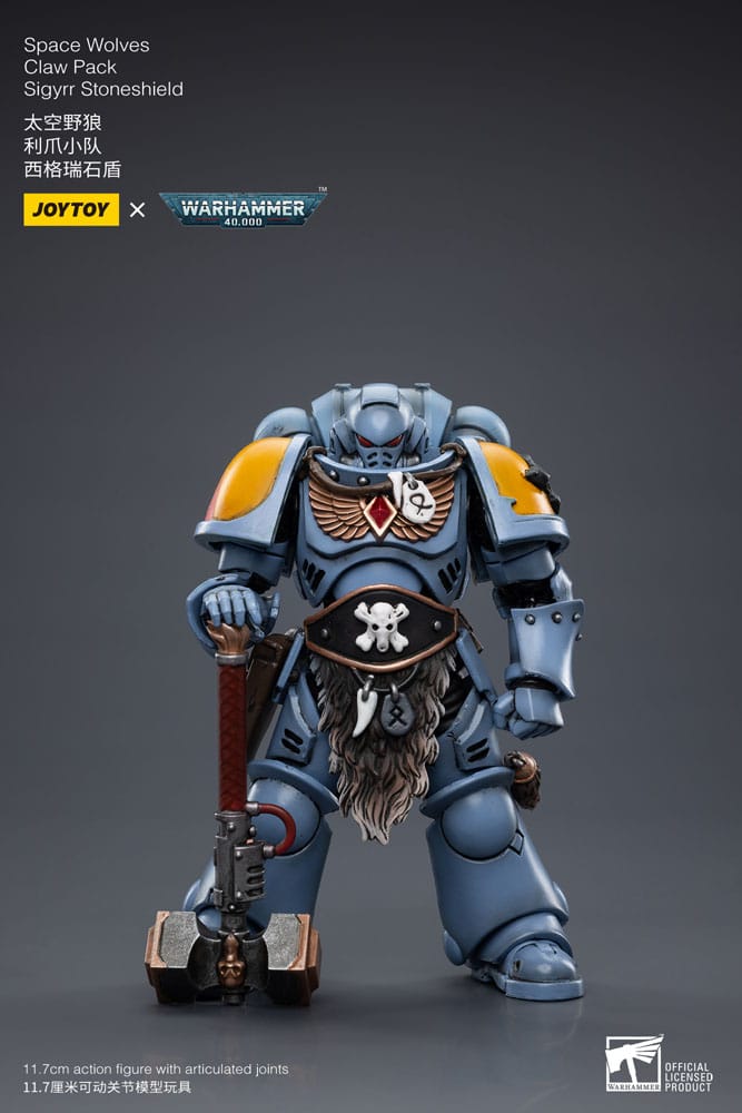Warhammer 40k Actionfigur 1/18 Space Wolves Claw Pack Sigyrr Stoneshield 12 cm   - Versand: 5-7 Tage nach Bestellung