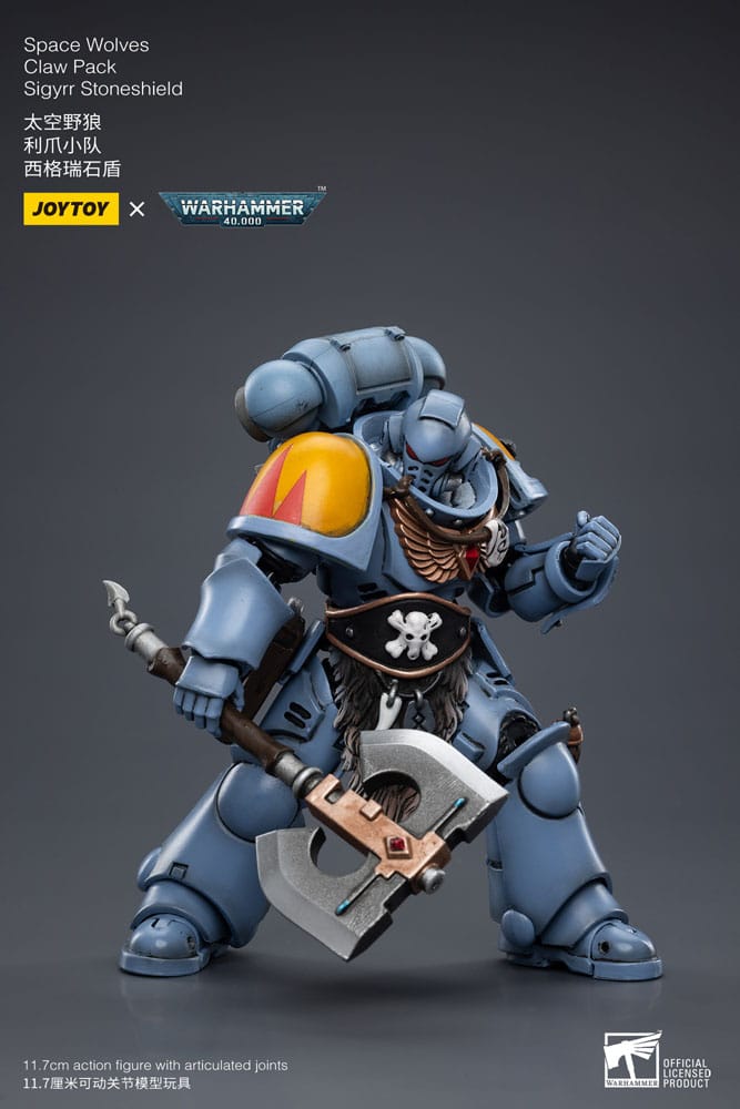 Warhammer 40k Actionfigur 1/18 Space Wolves Claw Pack Sigyrr Stoneshield 12 cm   - Versand: 5-7 Tage nach Bestellung