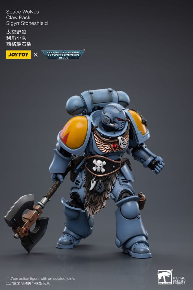 Warhammer 40k Actionfigur 1/18 Space Wolves Claw Pack Sigyrr Stoneshield 12 cm   - Versand: 5-7 Tage nach Bestellung