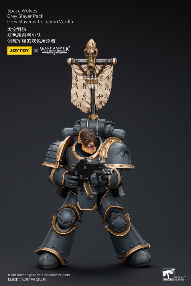 Warhammer The Horus Heresy Actionfigur 1/18 Space Wolves Grey Slayer Pack Grey Slayer With Legion Vexilla 12 cm  - Versand: 5-7 Tage nach Bestellung