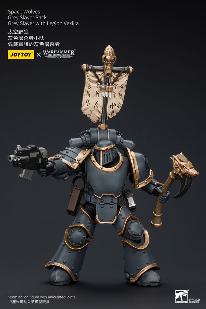 Warhammer The Horus Heresy Actionfigur 1/18 Space Wolves Grey Slayer Pack Grey Slayer With Legion Vexilla 12 cm  - Versand: 5-7 Tage nach Bestellung