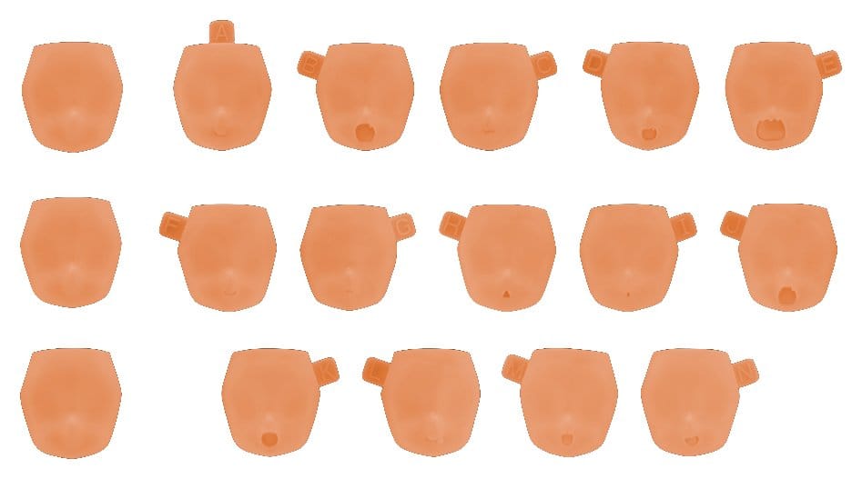 Megami Device M.S.G. Zubehör-Set für Plastic Model Kits 1/1 10 Face Set Puni Mofu 01 Skin Color E - Preorder - ETA: 25.02.2027