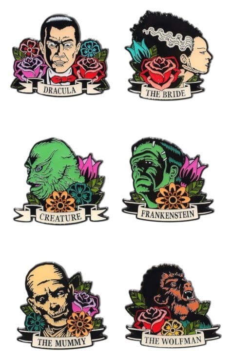 Universal Monsters Ansteck-Pins Floral Tattoo Mystery Blind Display (12) - Versand: 7 Tage nach Bestellung