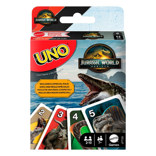 Jurassic World: Die Wiedergeburt UNO Kartenspiel  - Versand: 5-7 Tage nach Bestellung