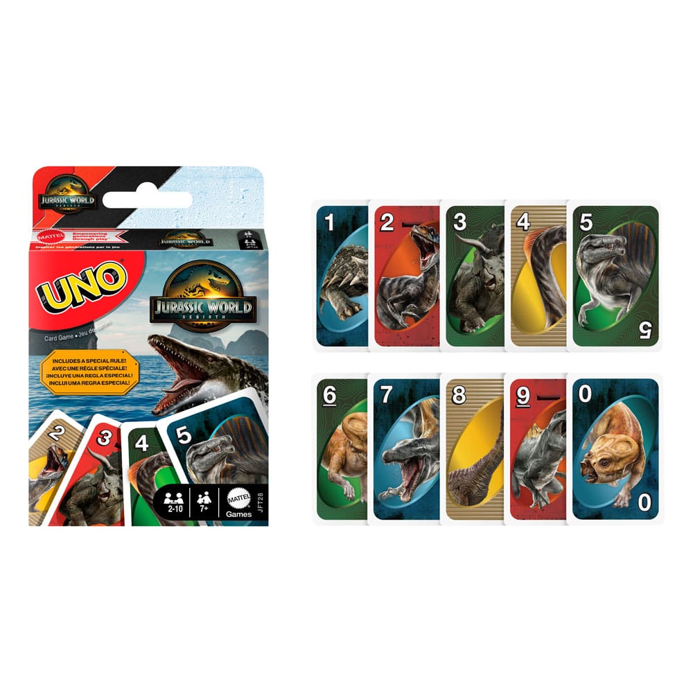 Jurassic World: Die Wiedergeburt UNO Kartenspiel  - Versand: 5-7 Tage nach Bestellung