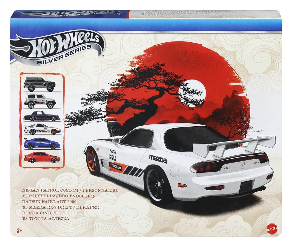 Hot Wheels Silver Series Die-Cast Fahrzeuge 6er-Pack 1/64 Streets of Japan - Versand: 7 Tage nach Bestellung