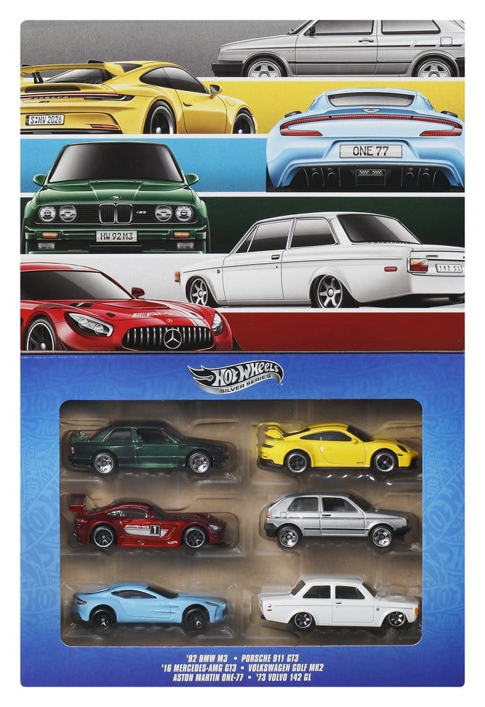 Hot Wheels Silver Series Die-Cast Fahrzeuge 6er-Pack 1/64 Euro Style - Versand: 7 Tage nach Bestellung