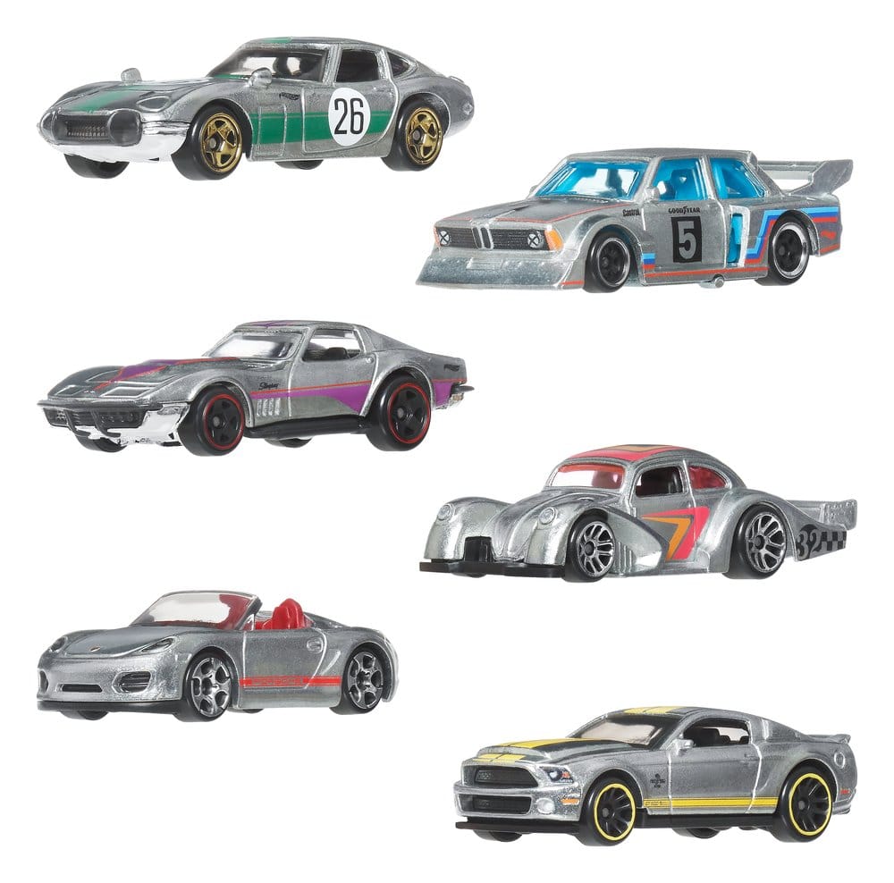 Hot Wheels Silver Series Die-Cast Fahrzeuge 6er-Pack 1/64 ZAMAC - Versand: 7 Tage nach Bestellung