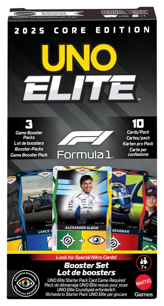Formula 1 UNO Kartenspiel Elite F1 Booster-Set - Versand: 7 Tage nach Bestellung