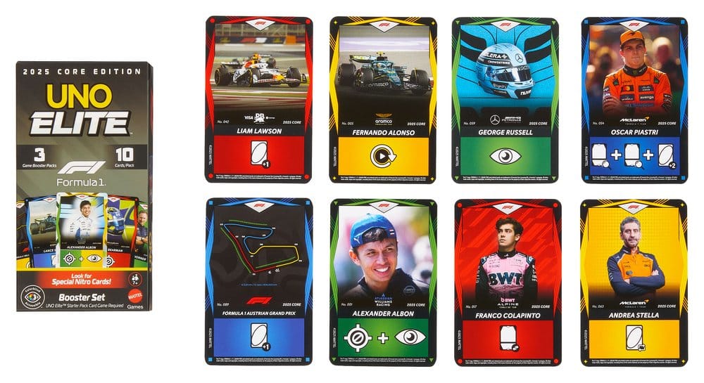 Formula 1 UNO Kartenspiel Elite F1 Booster-Set - Versand: 7 Tage nach Bestellung