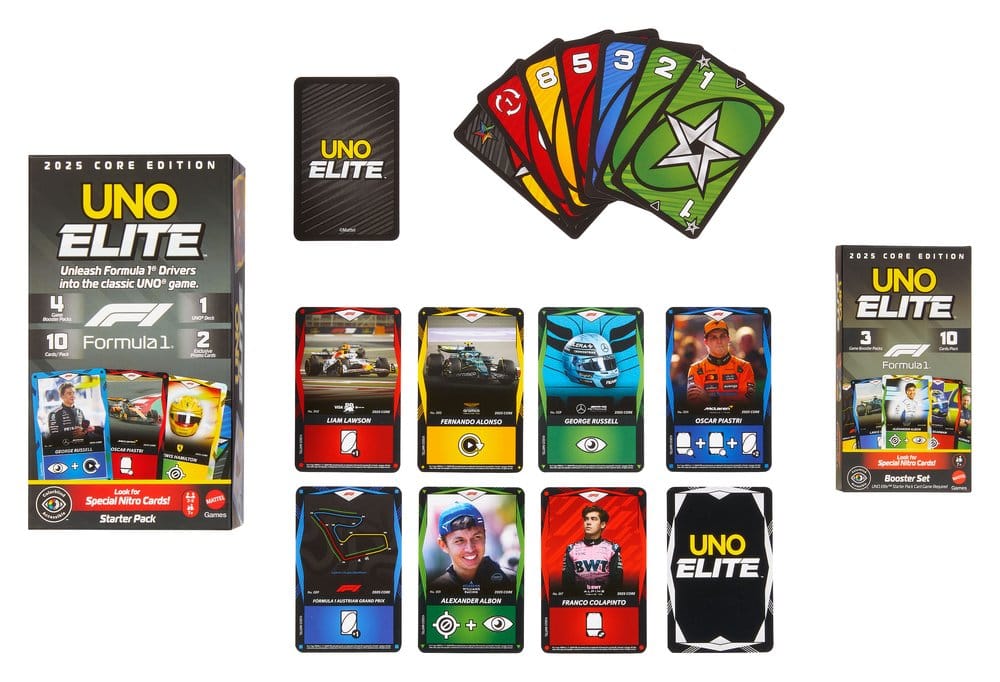 Formula 1 UNO Kartenspiel Elite F1 Booster-Set - Versand: 7 Tage nach Bestellung