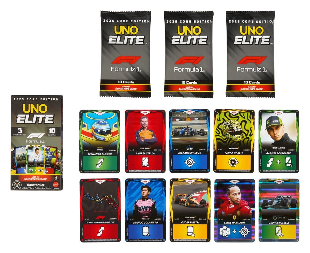 Formula 1 UNO Kartenspiel Elite F1 Booster-Set - Versand: 7 Tage nach Bestellung