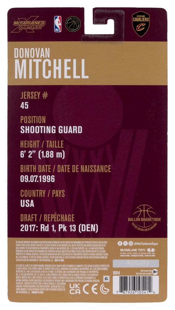 NBA SportsPicks Actionfigur Donovan Mitchell (Cleveland Cavaliers) 15 cm - Versand: 7 Tage nach Bestellung