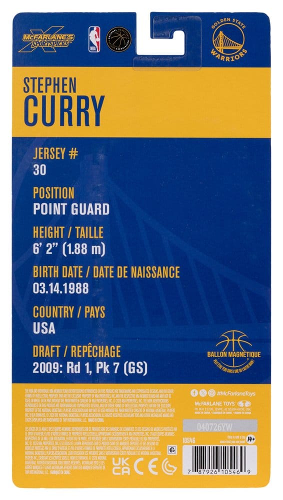 NBA SportsPicks Actionfigur Stephen Curry (Golden State Warriors) 15 cm - Versand: 7 Tage nach Bestellung
