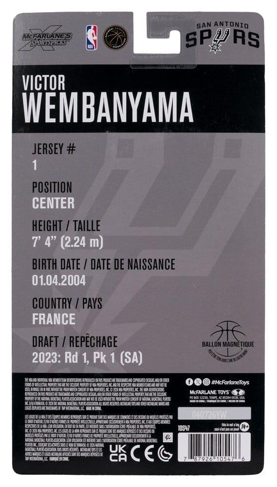 NBA SportsPicks Actionfigur Victor Wembanyama (San Antonio Spurs) 17 cm - Versand: 7 Tage nach Bestellung