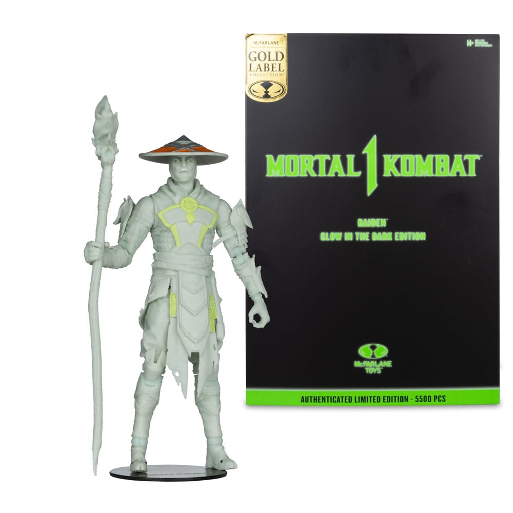 Mortal Kombat  Actionfigur Glow in the Dark Edition Raiden (Gold Label) 18 cm - Versand: 7 Tage nach Bestellung