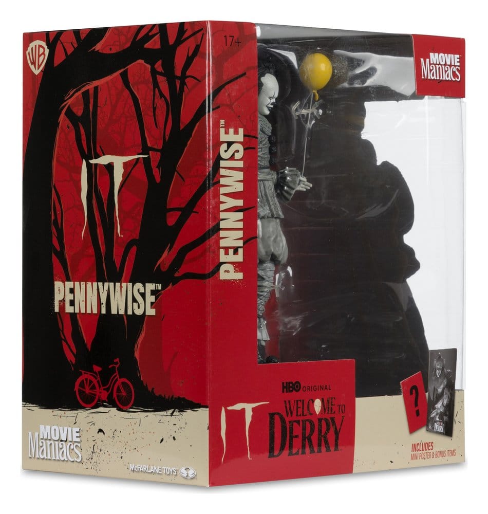 Es Welcome to Derry Movie Maniacs Figur Pennywise (Black &amp; White) 16 cm - Preorder - ETA: 24.06.2026