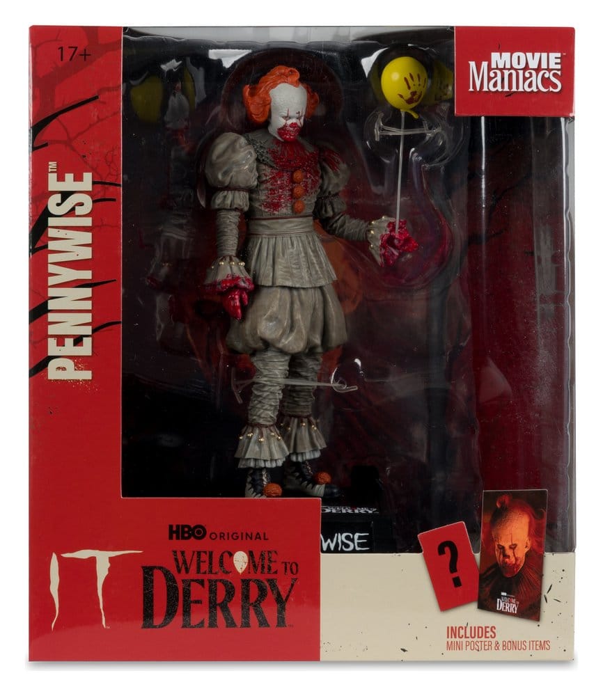 Es Welcome to Derry Movie Maniacs Figur Pennywise (Bloody) 16 cm - Versand: 7 Tage nach Bestellung