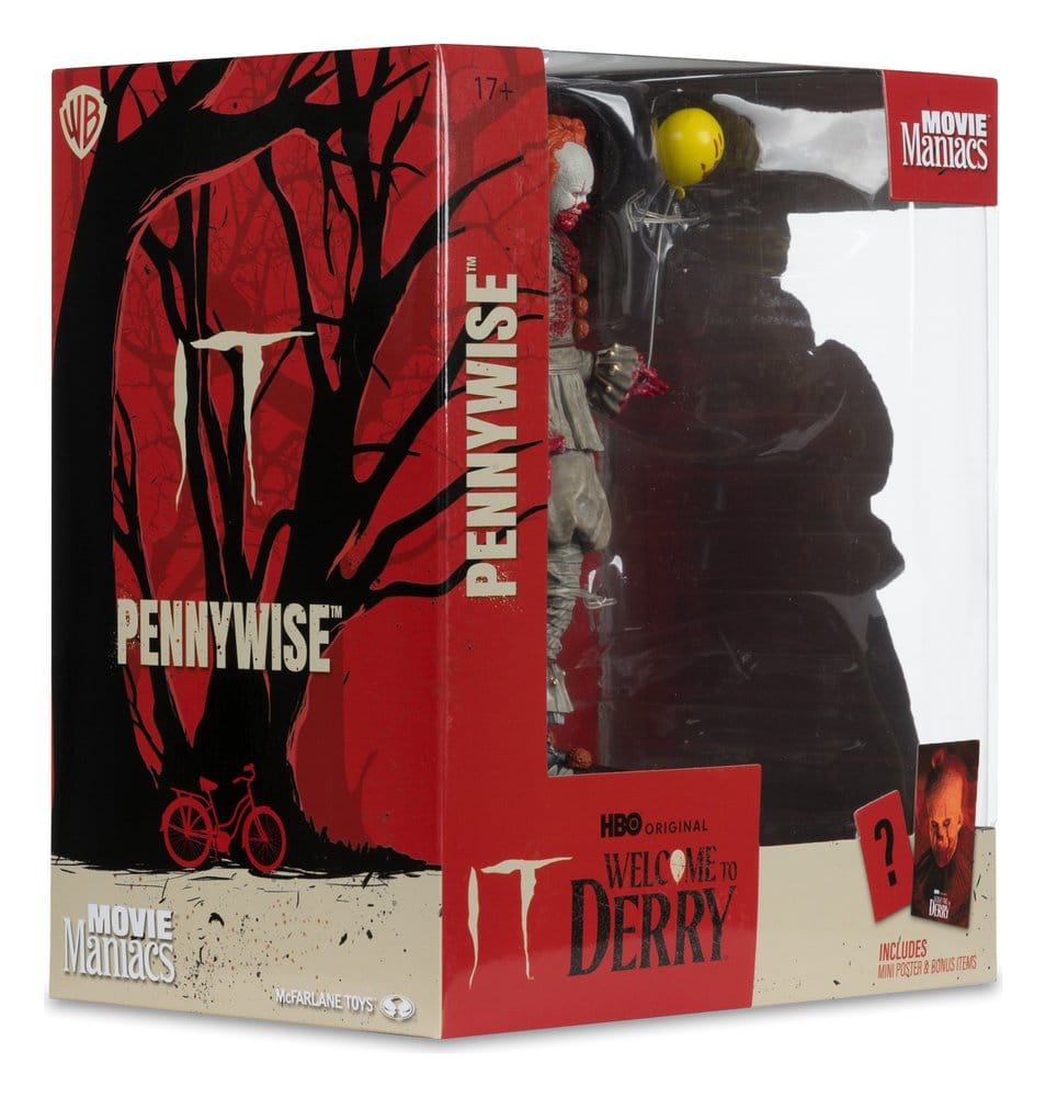 Es Welcome to Derry Movie Maniacs Figur Pennywise (Bloody) 16 cm - Versand: 7 Tage nach Bestellung