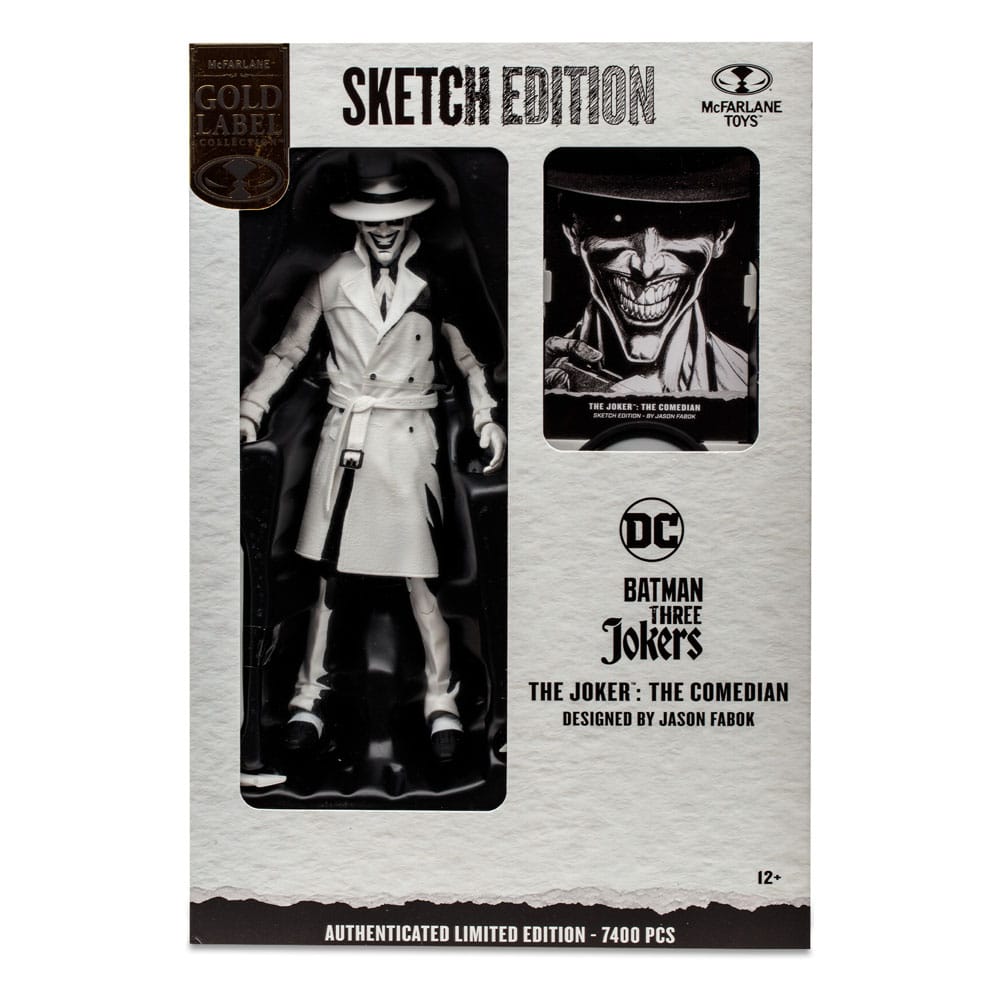 Batman: Three Jokers DC Multiverse Actionfigur The Joker: The Comedian Sketch Edition (Gold Label) 18 cm - Versand: 5-7 Tage nach Bestellung