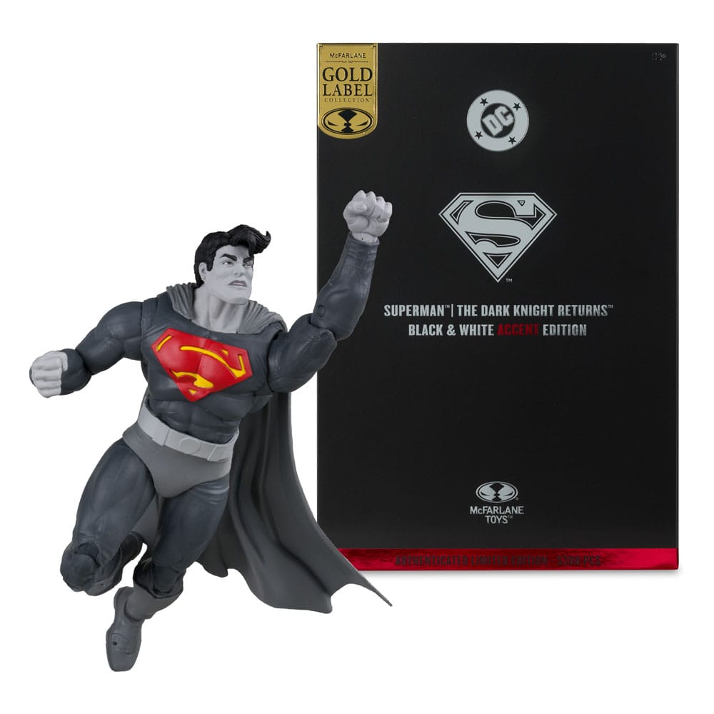 DC Multiverse Actionfigur Superman (The Dark Knight Returns) (Black & White Accent Edition) (Gold Label) 18 cm - Versand: 7 Tage nach Bestellung