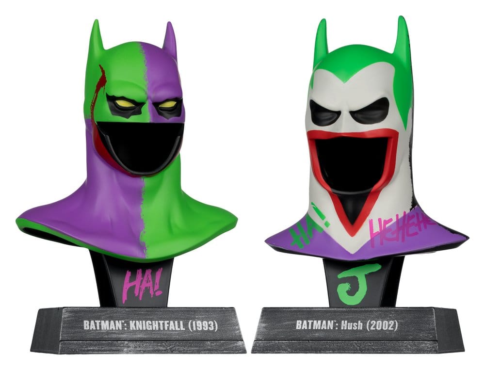 Batman DC Direct Mini-Replik 1/3 2er-Pack Batman Masken Hush & Knightfall (Jokerized) (Gold Label) 18 cm - Versand: 7 Tage nach Bestellung