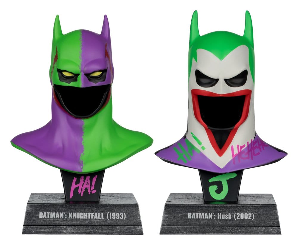 Batman DC Direct Mini-Replik 1/3 2er-Pack Batman Masken Hush & Knightfall (Jokerized) (Gold Label) 18 cm - Versand: 7 Tage nach Bestellung
