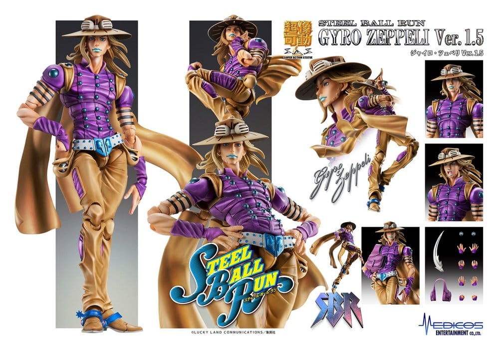 JoJo's Bizarre Adventure Part 7: Steel Ball Run Super Action Actionfigur Chozokado Gyro Zeppeli Ver.1.5 16 cm  - Preorder - ETA: 25.10.2026