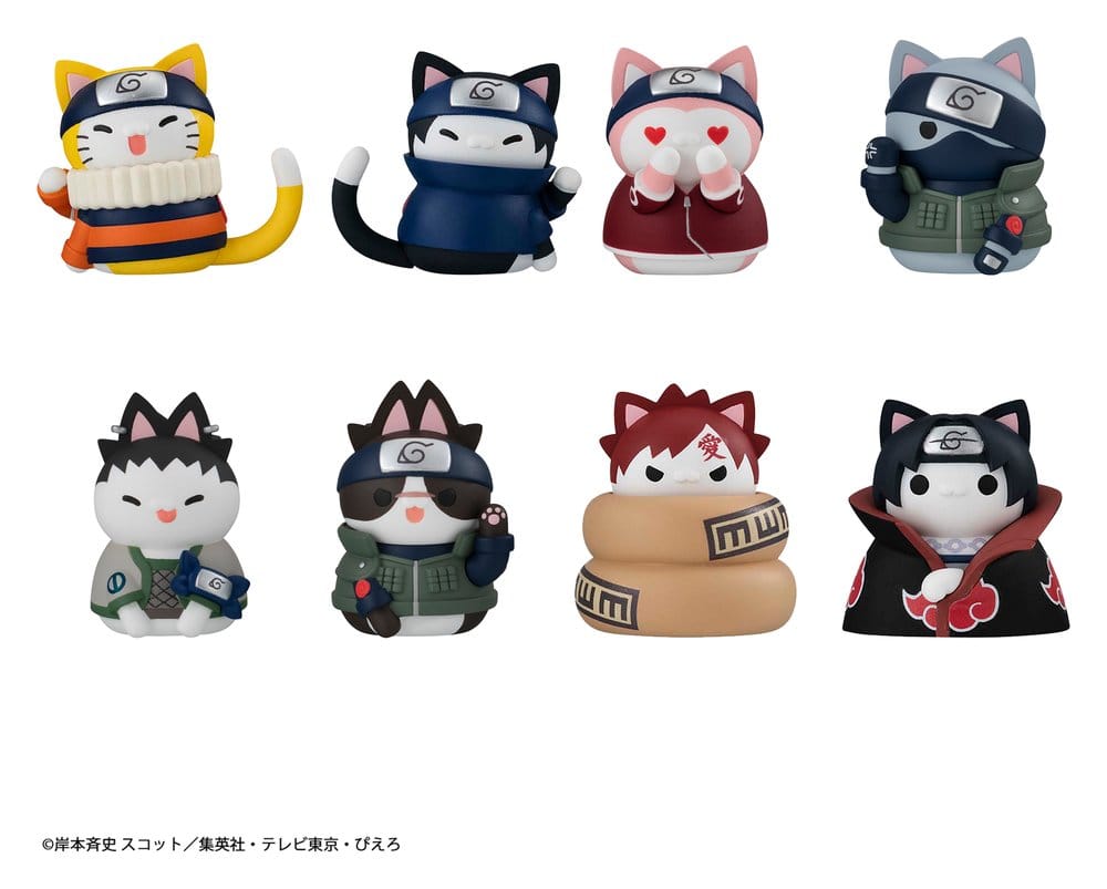 Naruto Mega Cat Project Minifiguren 3 cm Nyaruto! Cats of Konoha Village Reboot Blind Box Display (8) (Repeat) - Preorder - ETA: 25.10.2026
