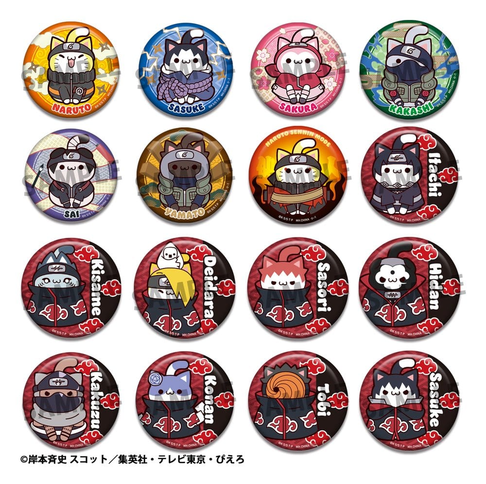 Naruto Shippuden Mega Cat Project Nyaruto! Metall Ansteck-Buttons Collection 2 6 cm Blind Box Sortiment (16) - Preorder - ETA: 25.10.2026