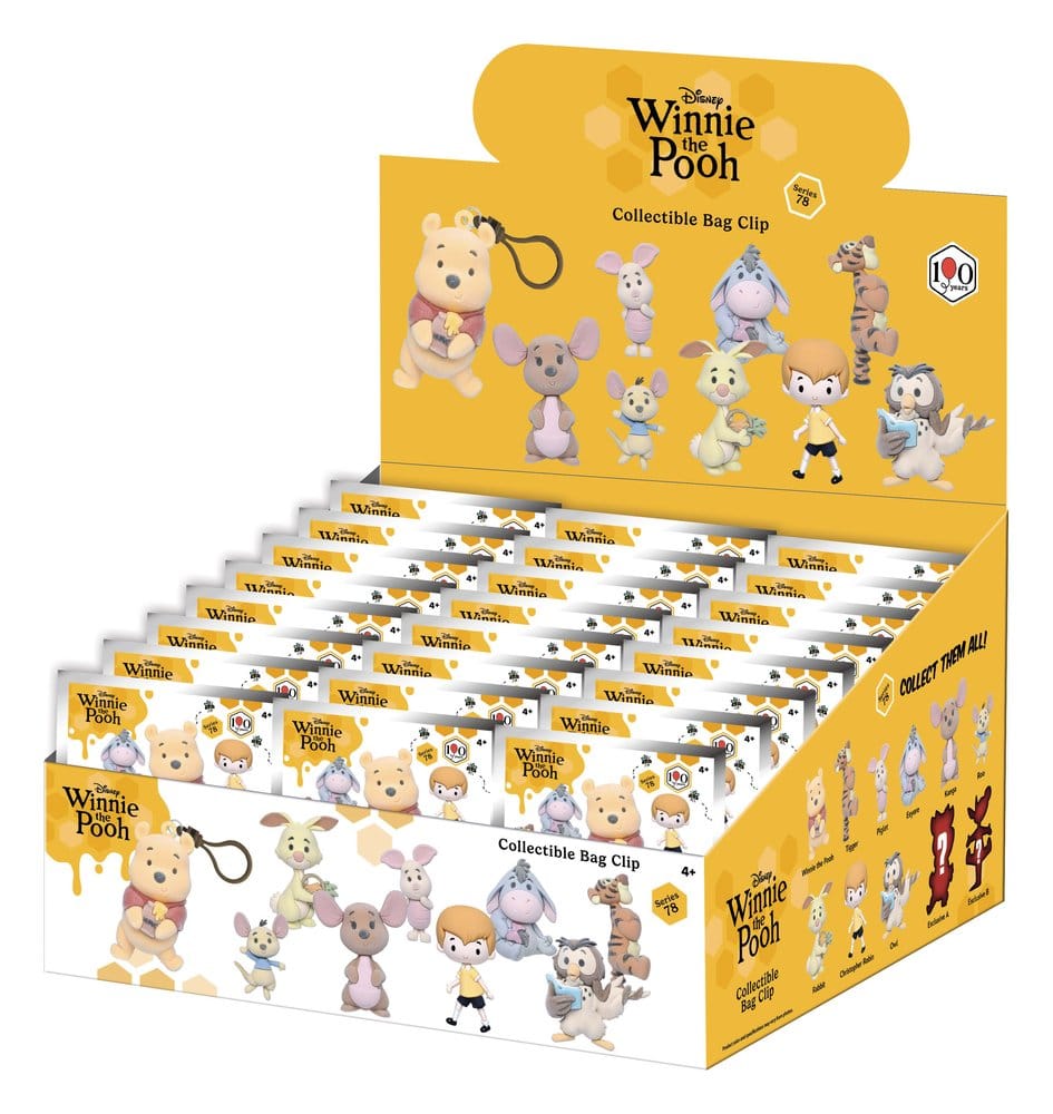 Winnie the Pooh 100th Anniversary 3D PVC-Taschenanhänger Serie 78 Blind Bag Display (24) (Flocked) - Preorder - ETA: 25.11.2026