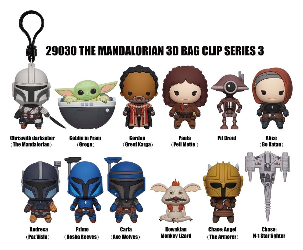 Star Wars The Mandalorian 3D PVC-Taschenanhänger Serie 3 Blind Bag Display (24) - Preorder - ETA: 26.10.2026