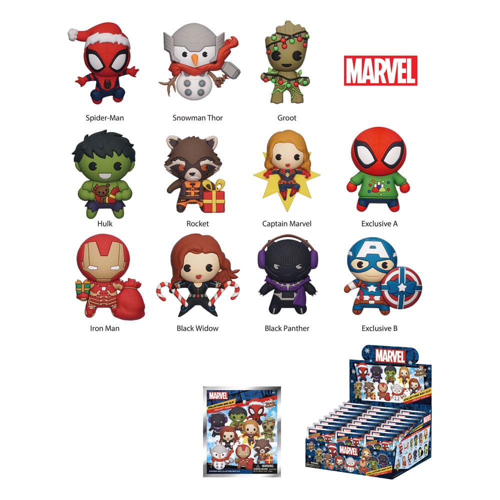 Marvel 3D PVC-Taschenanhänger Marvel Christmas Serie 1 Display (24) - Preorder - ETA: 30.06.2026