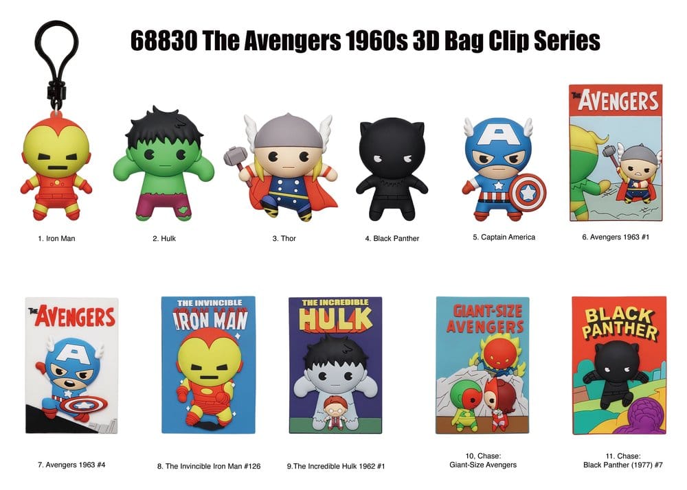 Marvel 3D PVC-Taschenanhänger Serie 1 Avengers 60th Comic Covers Blind Bag Display (24) - Preorder - ETA: 26.10.2026