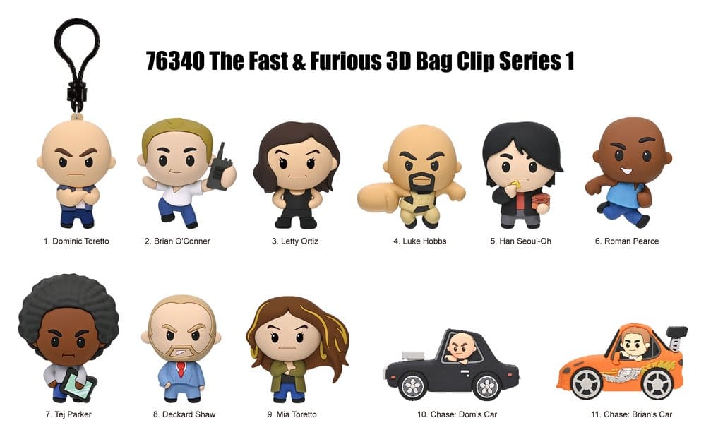 Fast & Furious 25th Anniversary 3D PVC-Taschenanhänger Serie 1 Blind Bag Display (24) - Preorder - ETA: 25.11.2026