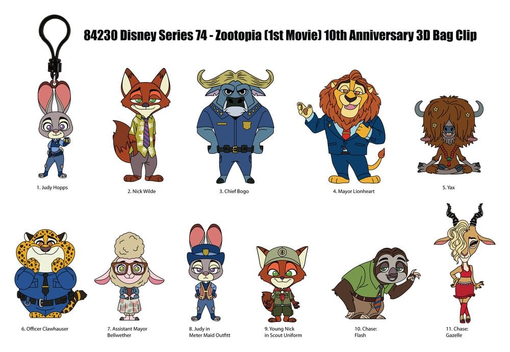 Zootopia 3D PVC-Taschenanhänger Serie 73 Display (24) - Preorder - ETA: 01.07.2026