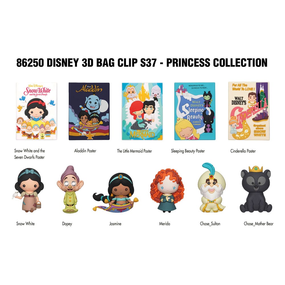 Disney 3D PVC-Taschenanhänger Ultimate Princess Series 37 Display (24)              - Versand: 5-7 Tage nach Bestellung