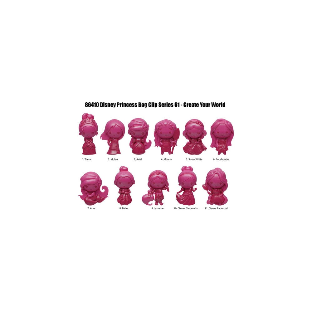 Disney Create your World 3D PVC-Taschenanhänger Princess Serie 64 Display (24)  - Versand: 5-7 Tage nach Bestellung