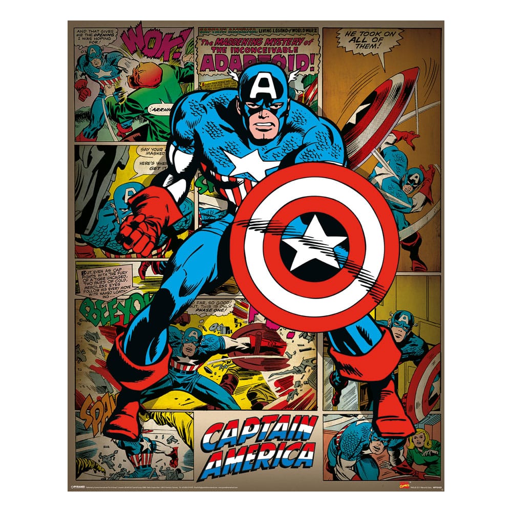 Marvel Comics Poster Set Captain America Retro 40 x 50 cm (4)  - Versand: 5-7 Tage nach Bestellung