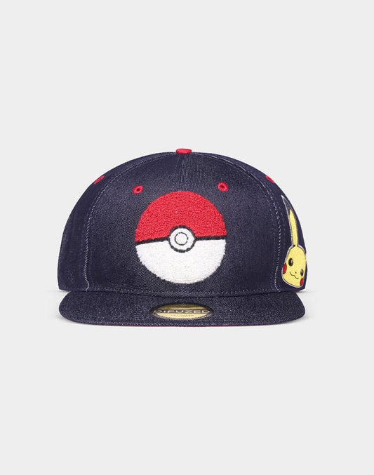 Pokemon Denim Snapback Cap Logo  - Versand: 5-7 Tage nach Bestellung